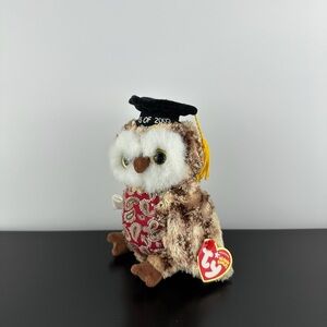 TY Beanie Baby Smarty Owl Class of 2005 7" Graduation Cap Grad Scroll Plush NWT